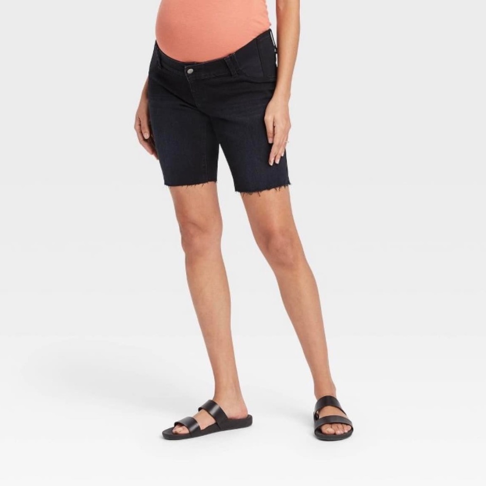 Women’s Isabel Maternity Black Under Belly Bermuda Denim Shorts - size 6, 8 & 10